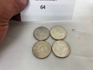 lot 64 image: LOT OF 4 NIFC KENNEDY HALF DOLLARS
