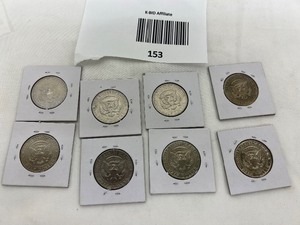 lot 153 image: LOT OF 8 BEAUTIFUL KENNEDY HALF DOLLARS
