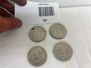 lot 53 image: LOT OF 4 IKE DOLLAR COINS