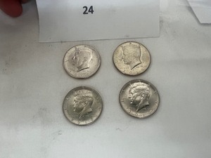 lot 24 image: LOT OF 4 NIFC KENNEDY HALF DOLLARS