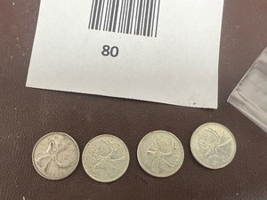 lot 80 image: LOT OF 4 CANADIAN QUARTERS FROM 1960S SILVER