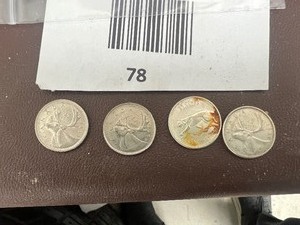 lot 78 image: LOT OF 4 CANADIAN QUARTERS FROM 1960S SILVER