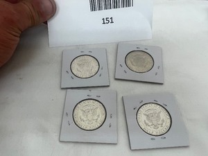 lot 151 image: LOT OF 4 NIFC KENNEDY HALF DOLLARS