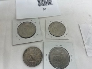 lot 55 image: LOT OF 4 IKE DOLLAR COINS