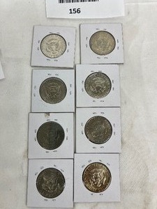 lot 156 image: LOT OF 8 BEAUTIFUL KENNEDY HALF DOLLARS