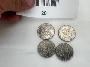 lot 20 image: LOT OF 4 NIFC KENNEDY HALF DOLLARS