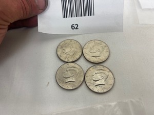 lot 62 image: LOT OF 4 NIFC KENNEDY HALF DOLLARS