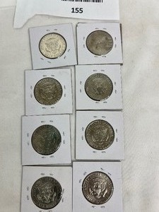 lot 155 image: LOT OF 8 BEAUTIFUL KENNEDY HALF DOLLARS