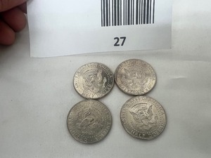 lot 27 image: LOT OF 4 NIFC KENNEDY HALF DOLLARS