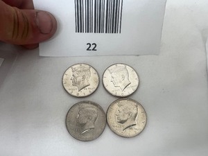 lot 22 image: LOT OF 4 NIFC KENNEDY HALF DOLLARS