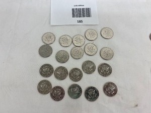 lot 185 image: LOT OF 20 NIFC KENNEDY HALF DOLLARS