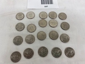 lot 187 image: LOT OF 20 NIFC KENNEDY HALF DOLLARS
