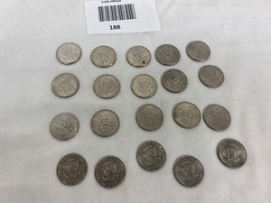 lot 188 image: LOT OF 20 NIFC KENNEDY HALF DOLLARS