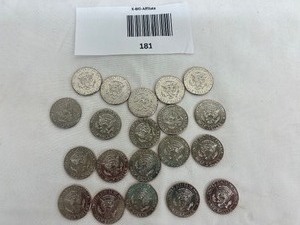 lot 181 image: LOT OF 20 NIFC KENNEDY HALF DOLLARS