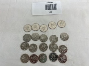 lot 179 image: LOT OF 20 NIFC KENNEDY HALF DOLLARS