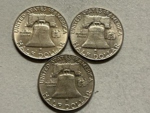 (3) Franklin Silver Half Dollars