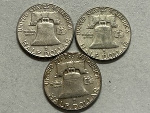 (3) 1963 Franklin Silver Half Dollars