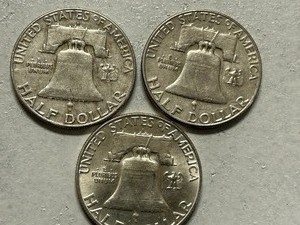 (3) 1963-D Franklin Silver Half Dollars