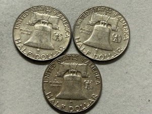 (3) 1963  Franklin Silver Half Dollar Coins