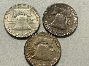 (3) 1963 Franklin Silver Half Dollars -- (2) D & (1) P Mints