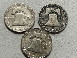 (3) 1962 Franklin Silver Half Dollars