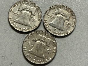 (3) 1961-D Franklin Silver Half Dollars -- (2) D & (1) P Mints
