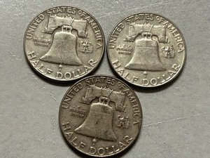 (3) 1960-D Franklin Silver Half Dollars