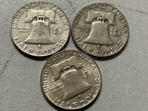 (3) 1960-D Franklin Silver Half Dollars
