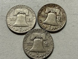 (3) 1960-D Franklin Silver Half Dollars