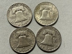 (4) 1960-D Franklin Silver Half Dollars