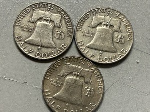 (3) 1958-D Franklin Silver Half Dollars