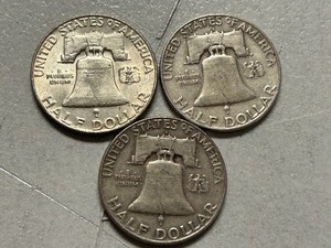 (3) 1958-D Franklin Silver Half Dollars
