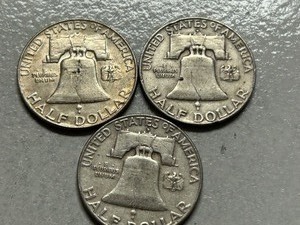 (3) 1957-D Franklin Silver Half Dollars