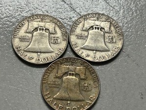 (3) 1957-D Franklin Silver Half Dollars
