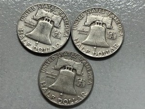 (3) 1954-D Franklin Silver Half Dollars