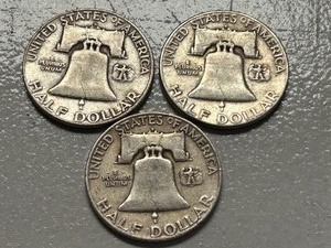 (3) 1953 Franklin Silver Half Dollars -- (2) D & (1) S Mints