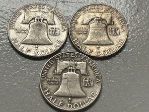 (3) 1953 Franklin Silver Half Dollars -- (2) D & (1) S Mints
