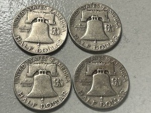 (4) 1953 Franklin Silver Half Dollars -- (2) D & (1) P & ( 1) S Mints