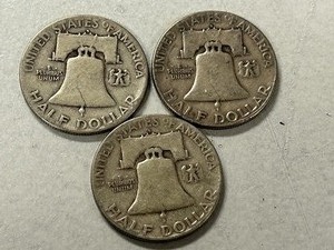 (3) 1951-S Franklin Silver Half Dollars
