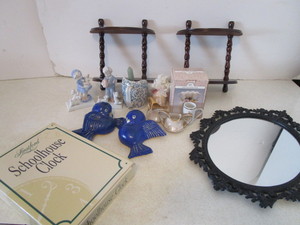 lot 236 image: Shelf, Mirror, Knick Knacks