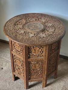 lot 5 image: Vintage Indo Carved Occasional Table