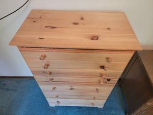 lot 50 image: Raw Finish Five Drawer Dresser B