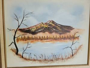 lot 53 image: Bellie Signed Frosted Fall Mountain Scape