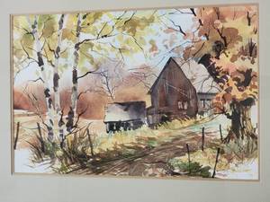 lot 16 image: Dohn Thigault Autum Cabin Framed Print