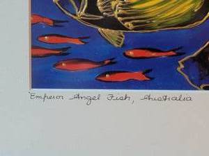 lot 66 image: Vibrant Original Fine Art Acryllic Painting by D. Vassey - Emperor Angel Fish, Australia