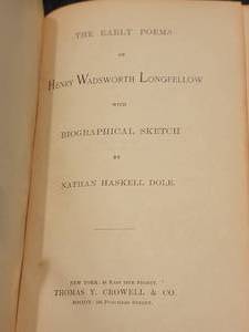 lot 27A image: ANTIQUELEATHERBOUND Book - The Early Poems of HENRY WADSWORTH LONGFELLOW - Thomas Y. Crowell & Co. - 1894