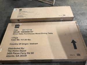 Wood Outdoor Patio Dining  Table and Picnic Benches Customer Returns See Pictures