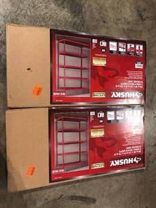 Lot of 2 Husky 5-Tier Heavy Duty Steel Garage Storage Shelving Unit in Red (48 in. W x 78 in. H x 24 in. D)  Customer Returns See Pictures