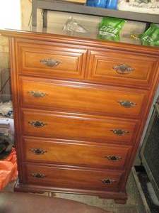 lot 119 image: Vintage Wood 5-drawer Highboy Dresser
