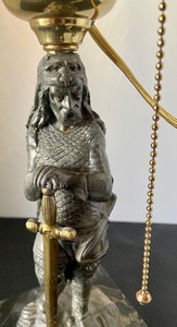 lot 13 image: Vintage Art Deco Lamp with Knight  Warrior Figurine